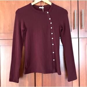 OGL Asymmetrical Placket Top Pro Warm Long Sleeve Maroon Size Small NEW